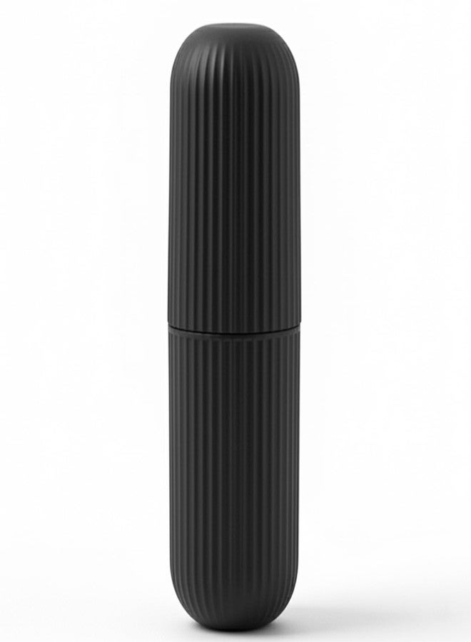 XML Capsule Shape Travel Toothbrush Toothpaste Case Cover Holder Portable Toothbrush Storage Plastic Toothbrush Holder (Black) (Pack of- 1) - Image 1
